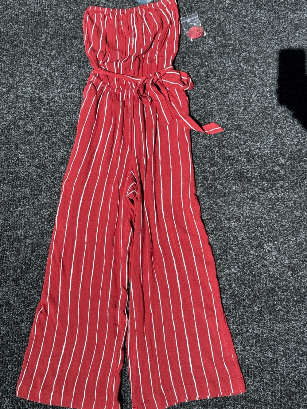 Abercrombie Red Striped Jumpsuit